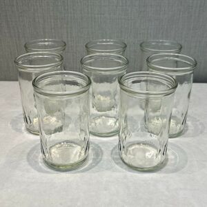 Vtg Jelly Cheese Jar Juice Glasses Diamond Star Base Pattern Small Mini Set of 8